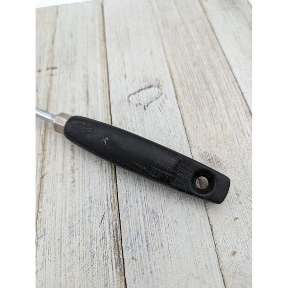 Ekco Chromium Plated Solid Serving Spoon 12" Black Wood Handle - Picture 2 of 7